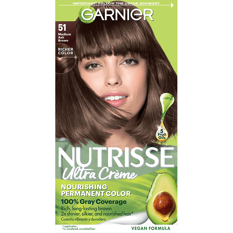 Medium Ash Brown Hair Color Nutrisse Ultra creme Nourishing permanent color Gray Coverage - Garnier